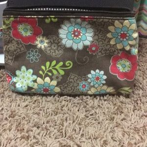 Brown floral pouch